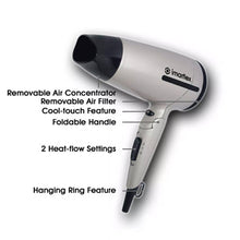 Load image into Gallery viewer, Imarflex Portable Foldable Hair Dryer 1600W with Cool-Shot Feature and 2 Speed Setting | Model: HD-1601P