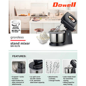 Dowell 2.5L Stand Mixer | Model: SM-917S