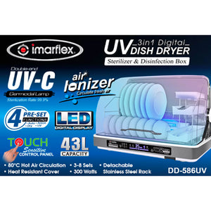 Imarflex 3-in-1 Digital Dish Dryer, Sterilizer and Disinfection Box | Model: DD-586UV