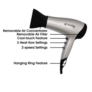 Imarflex Hair Dryer Ionic Hair Care System 2000W with Cool-Shot Feature, 2 Speed Setting and 3 Heat Flow Setting | Model: HD-2210C