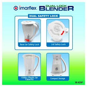 Imarflex 1.5L Dual Lock Blender | Model: IB-620P