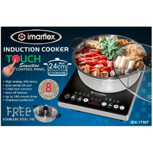 Load image into Gallery viewer, Imarflex 24cm Single Burner Induction Cooker with Touch Sensitive Control Panel | FREE: POT | Model: IDX-1750T
