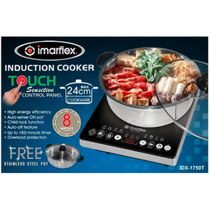 Imarflex 24cm Single Burner Induction Cooker with Touch Sensitive Control Panel | FREE: POT | Model: IDX-1750T