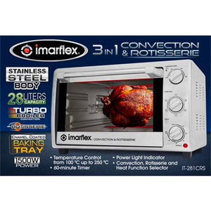 Imarflex 28L 3-in-1 Convection Oven & Rotisserie | Model: IT-281CRS
