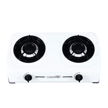 La Germania Double Burner Gas Stove (2 Large European Burners, Porcela ...