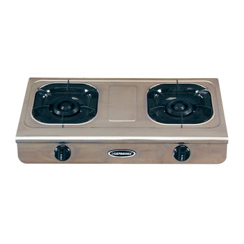 La Germania Double Burner Gas Stove (100mm Black Cast Iron, Stainless ...