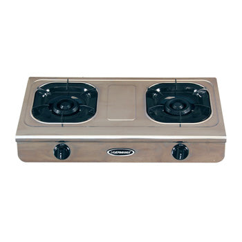 La Germania Double Burner Gas Stove (100mm Black Cast Iron, Stainless Steel) | Model: G733X