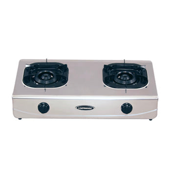 La Germania Double Burner Gas Stove (120mm Black Cast Iron, Stainless Steel) | Model: G900X