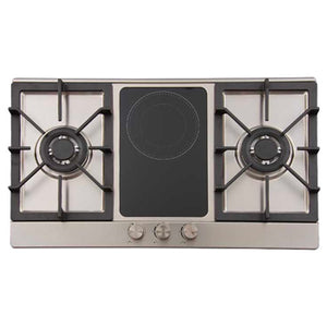 La Germania 90cm Built-in Hob Cooktop with 2 Gas Double Flame Burner + 1 Electric Radiant Zone (Ceramic) | Model: HC-9021XG