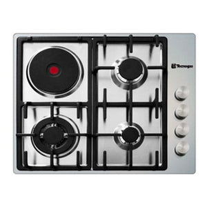 Tecnogas 60cm Built-in Hob (3 Gas Burners + 1 Electric Hot Plate, Stainless Steel 304) | Model: TBH6031CSS