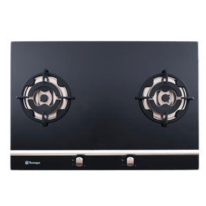 Tecnogas 75cm Built-in Hob (2 Gas Burners, Tempered Black Glass) | Model: TBH7520CTG