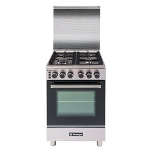 Tecnogas 60cm Cooking Range (4 Gas Burners, Cast Iron, Rotisserie Gas Oven, Stainless Steel) | Model: TFG6040CRVSSC